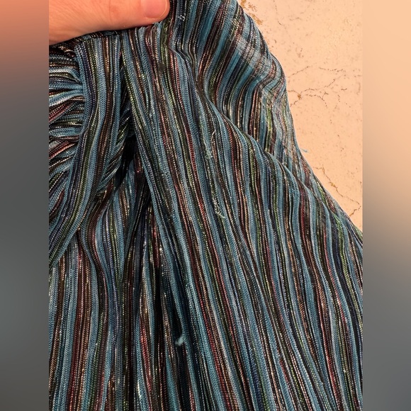 AQUA BLOOMINGDALE'S Blue Metallic Striped Tiered Dress Size XL NWT (FLAWED) - Picture 8 of 15